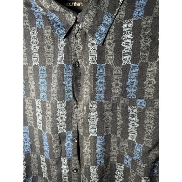 PURITAN XL MENS HAWAIIAN BUTTON UP BLUE SHIRT - Picture 3 of 10